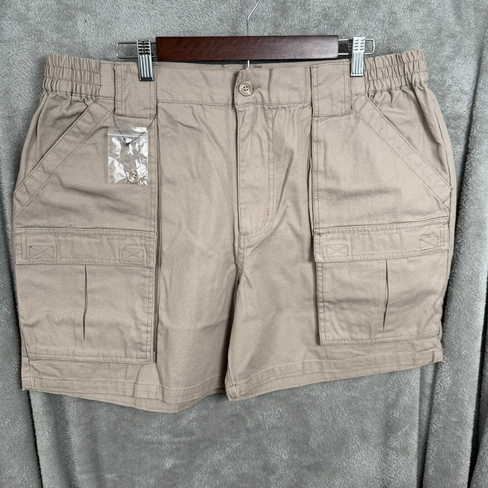 Guide Gear Mens Tan Elastic Waist Cargo Shorts Size 40 Casual Outdoors